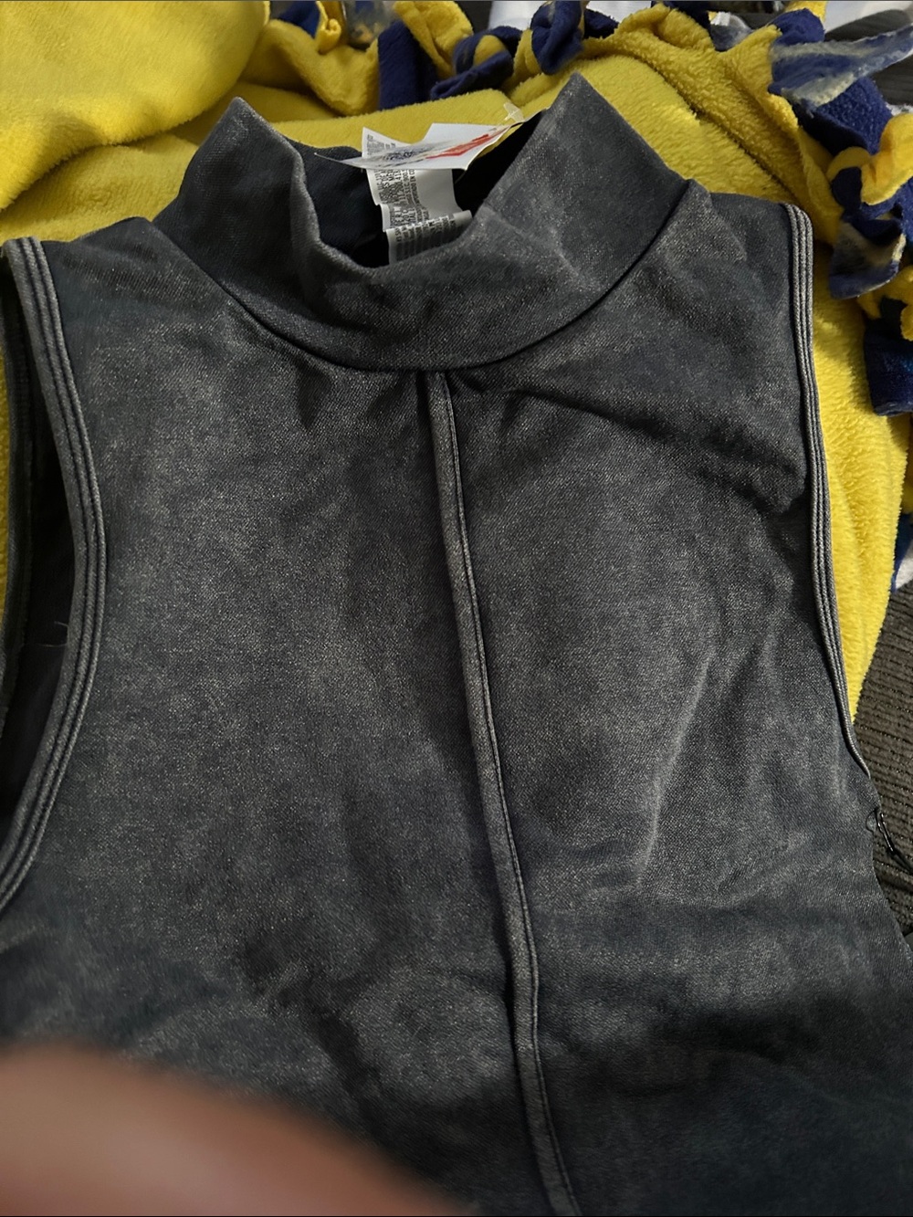 Forever 21 Washed Charcoal Sleeveless Mock Neck Vest